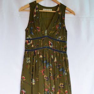Abercrombie & Fitch Floral Shift Dress-Olive Green